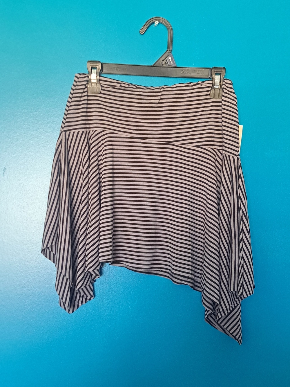 No Boundaries Black and Cream Striped Asymmetrical Skirt